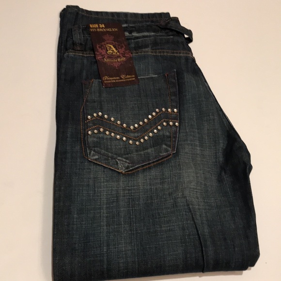 NWT ATTITUDE GOLD BROOKLYN PREMIUM EDITION 34 men’s jeans straight 34x32 - Picture 12 of 13
